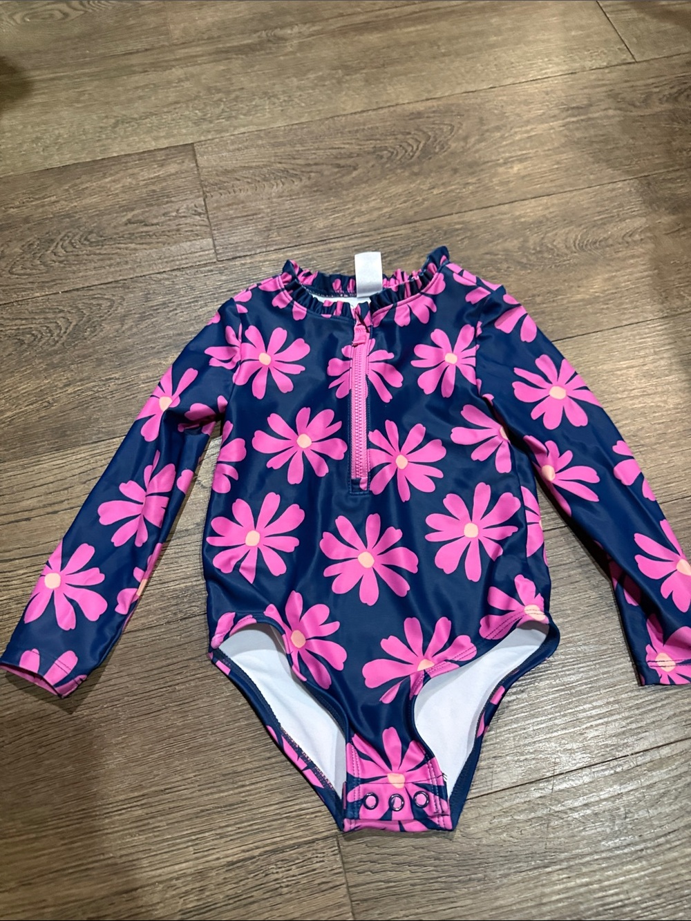 Carter's Navy One-Piece Swimsuit with Pink Floral Print